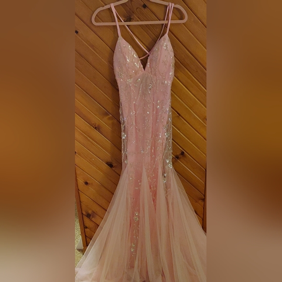 Lace Up Backless Sequin Mermaid Hem Cami Dresses - Picture 10 of 13